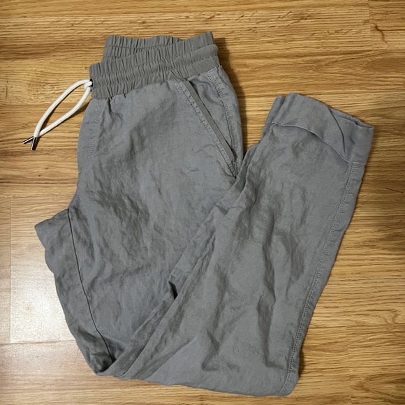Athleta 100% linen Bali joggers women size 2 gray drawstring chambray - Picture 4 of 6